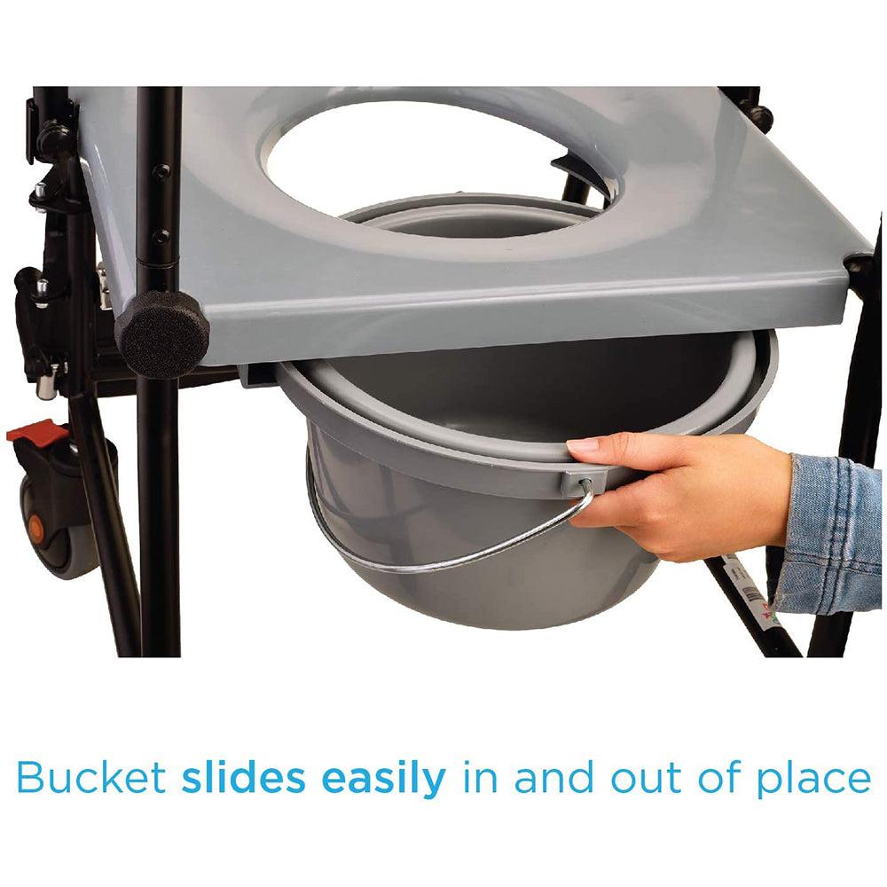 Drop Arm Commode Transport Chair with Wheels thumbnail 3