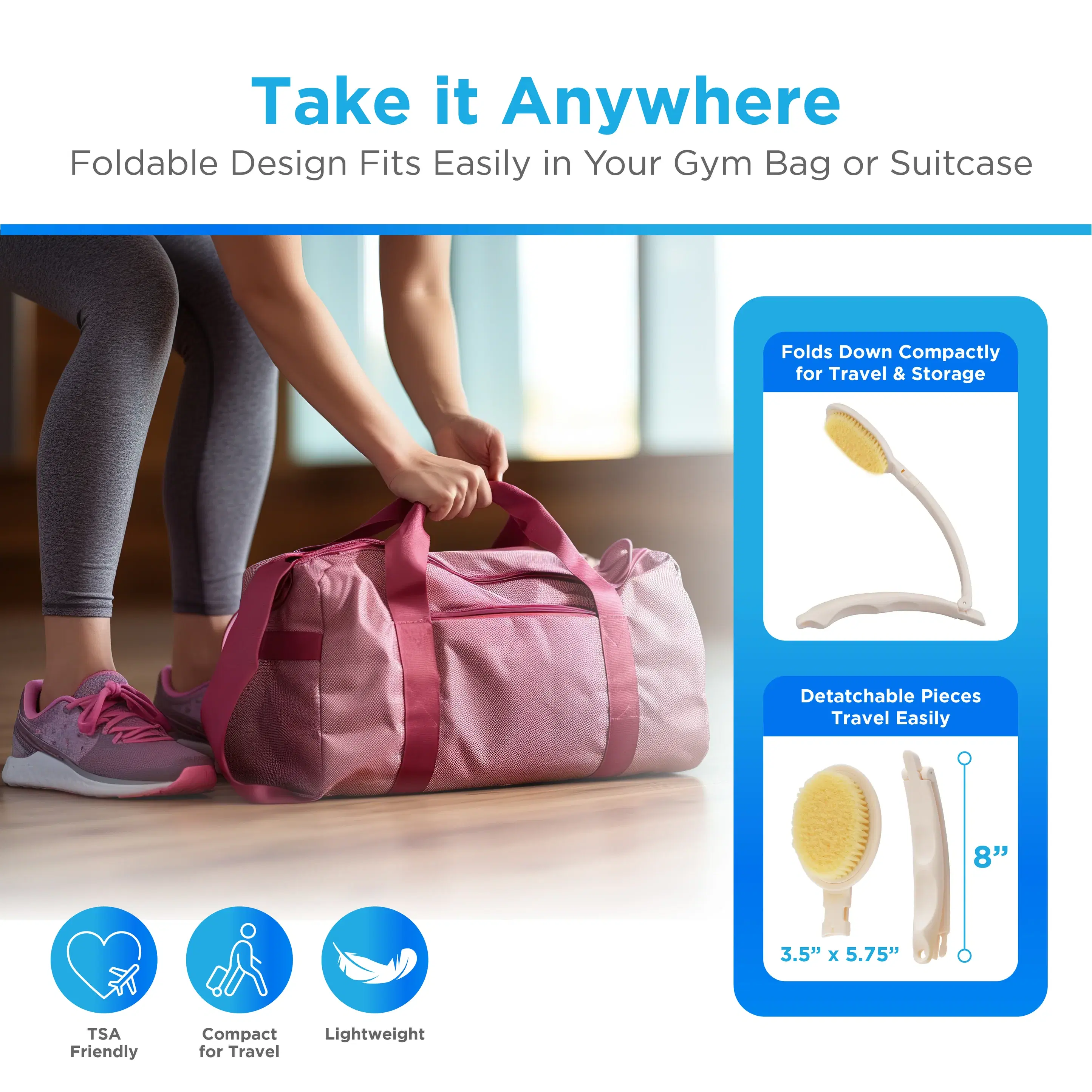 NOVA 3‑in‑1 Folding Bath Brush Set (PA‑4001) thumbnail 4
