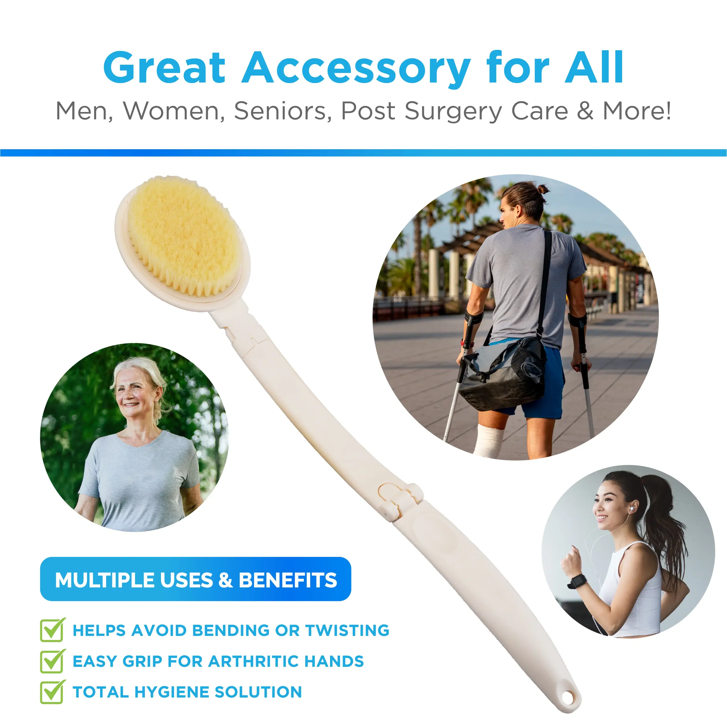 NOVA 3‑in‑1 Folding Bath Brush Set (PA‑4001) thumbnail 2